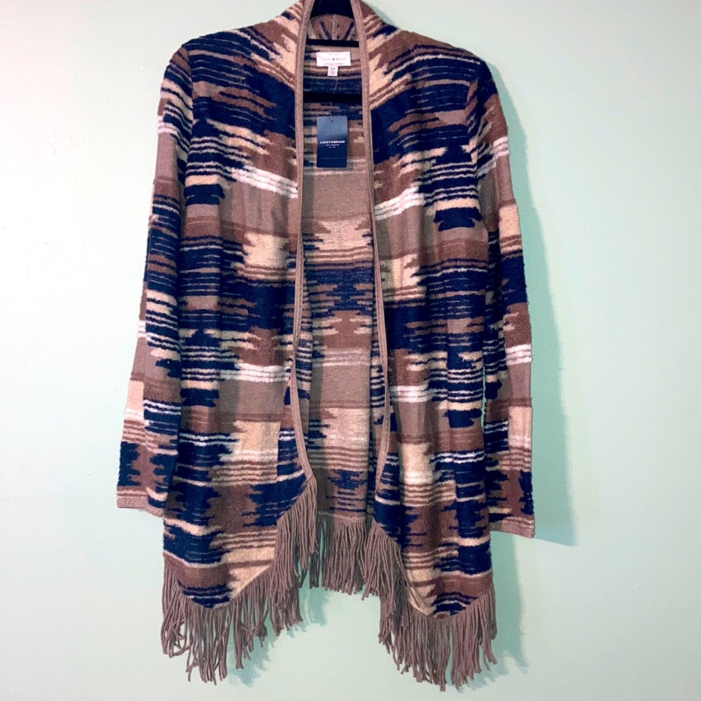 🔴 Lucky Brand Fringe Cardigan Sweater - Open Front 🔴